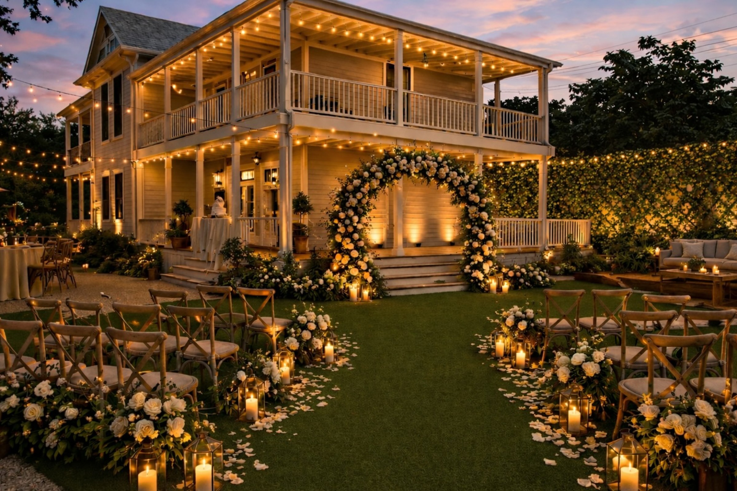 Wedding ceremony at Maison Rêve garden